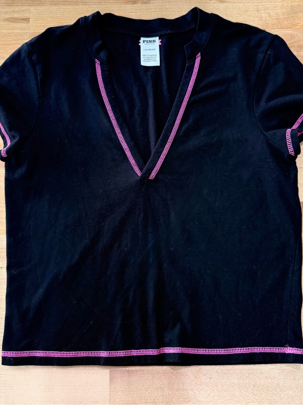 PINK Victoria's Secret Black Tee with Pink Detail
